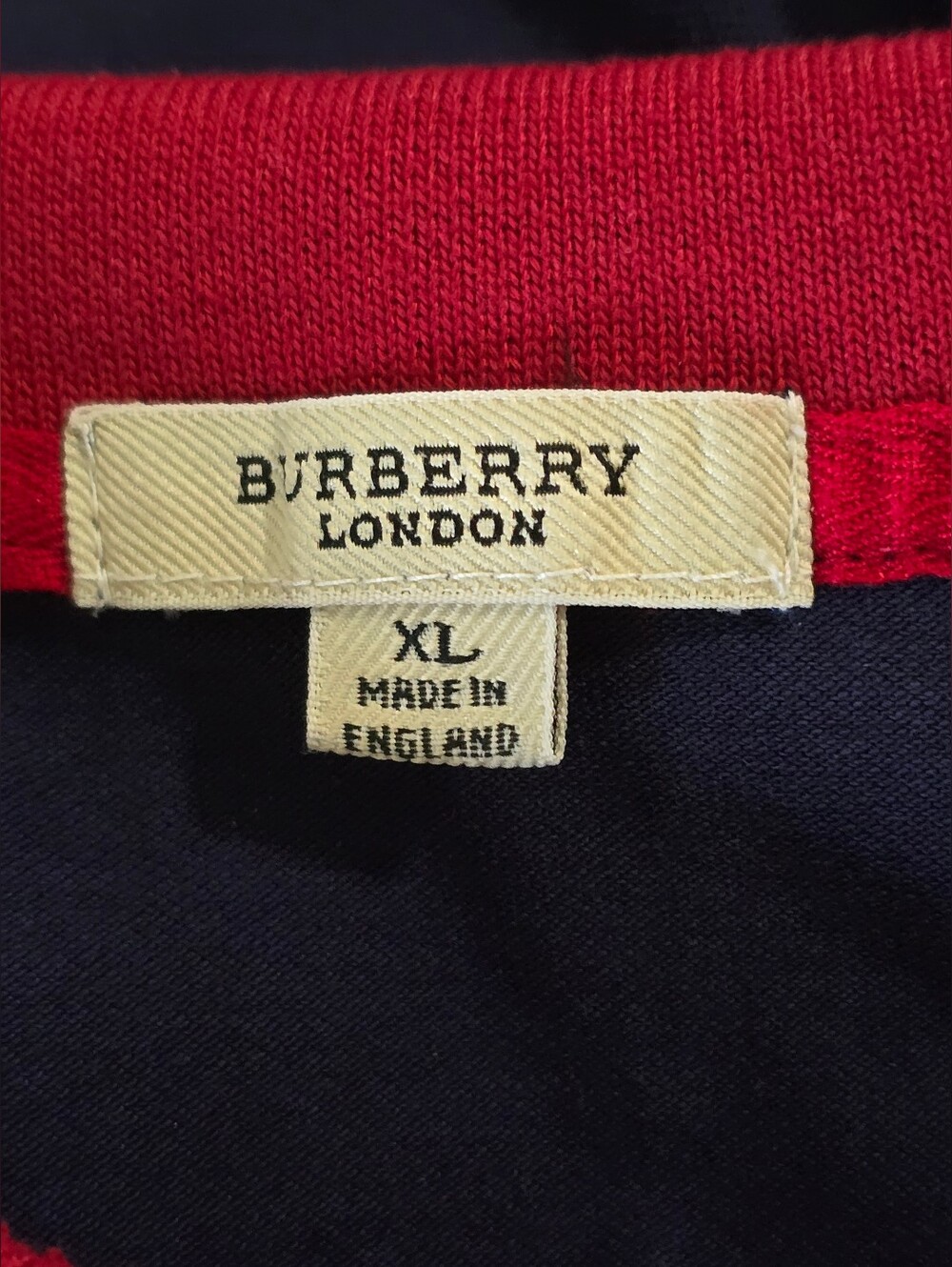 Burberry Navy Polo with Red Trim Short Sleeve Shirt - Picture 7 of 9